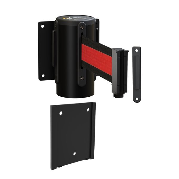 Retr. Belt Barrier Removable Black Metal Wall Mnt 11ft Bk/R H Belt (F), Montour Line, Mfr#: WM115-BK-BRH-RM-S-110